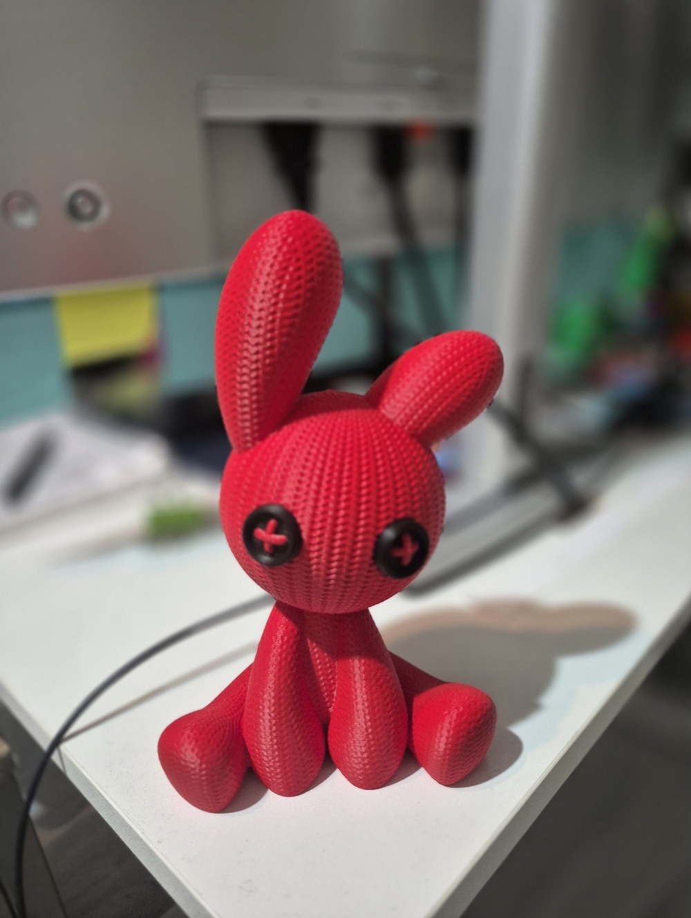 Red Bunny Button-Eye Figurine